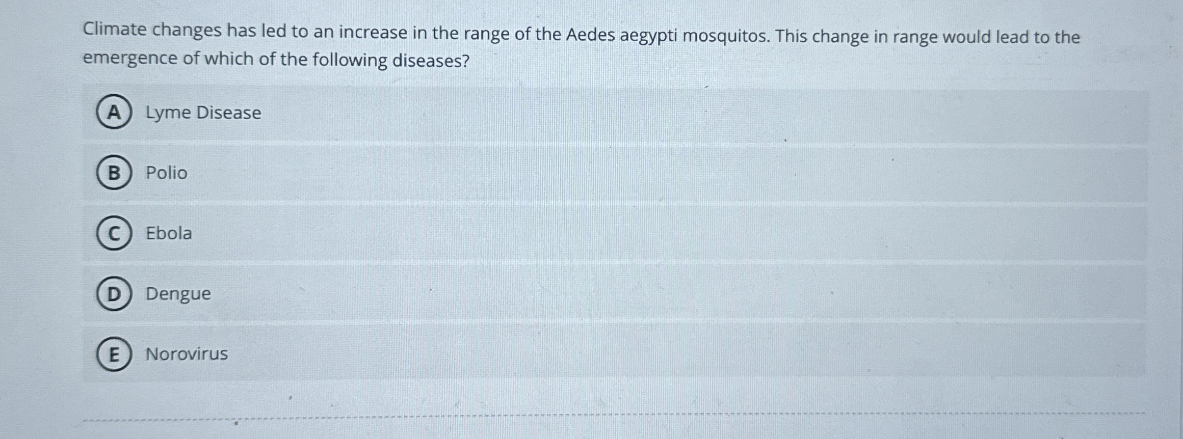 Climate changes has led to an increase in the