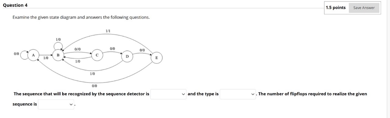 Question 4 1 . 5 points Examine the given state