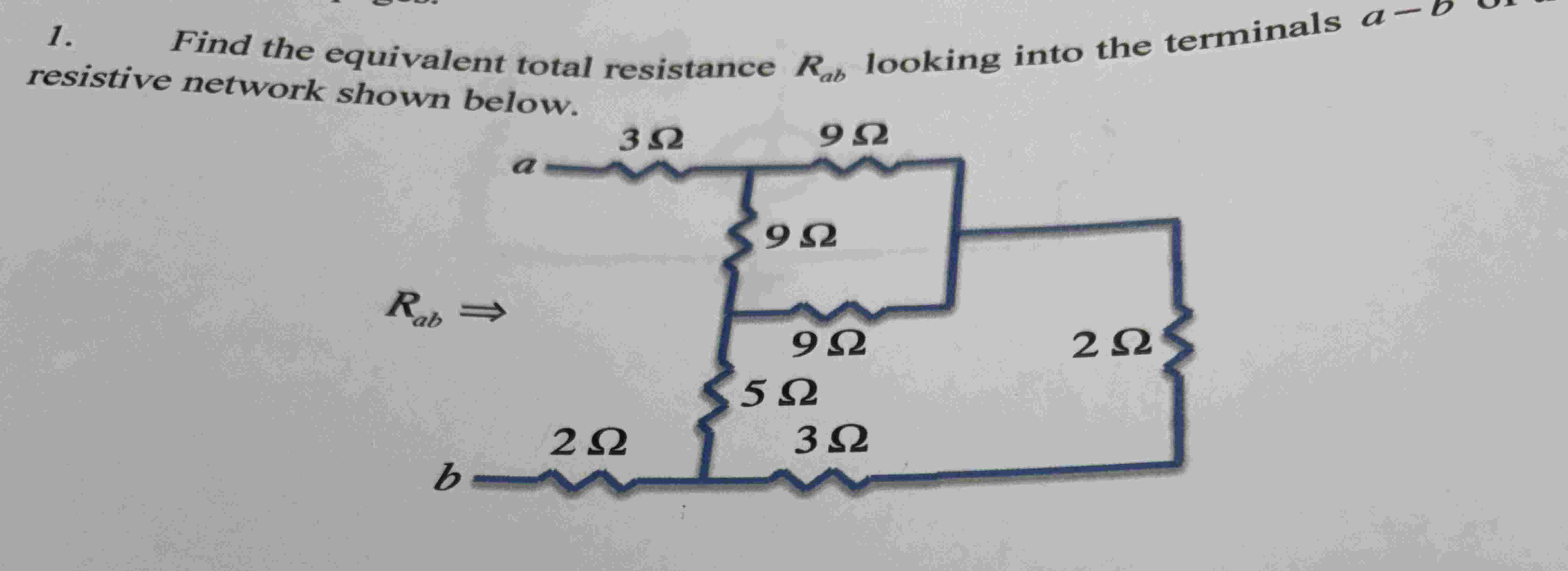 1 . Find the equivalent total resistance \ ( R _
