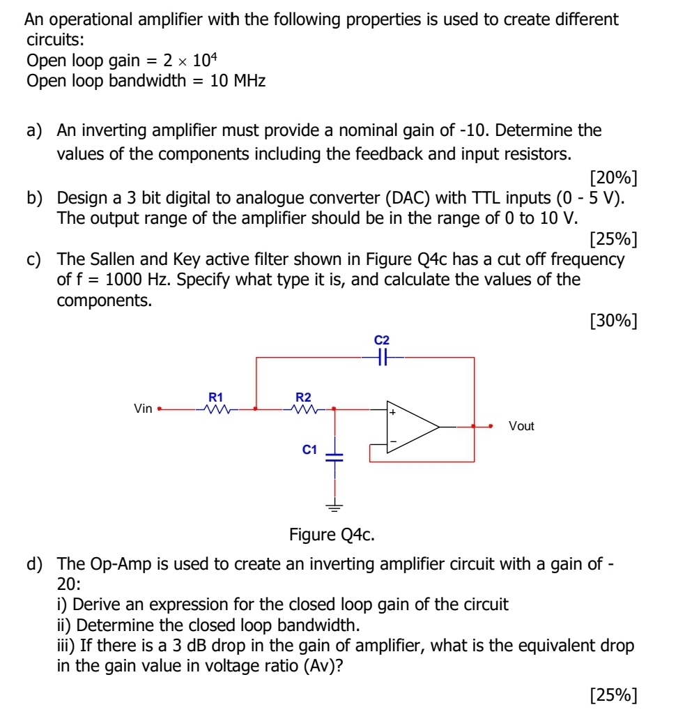 An operational amplifier with the following