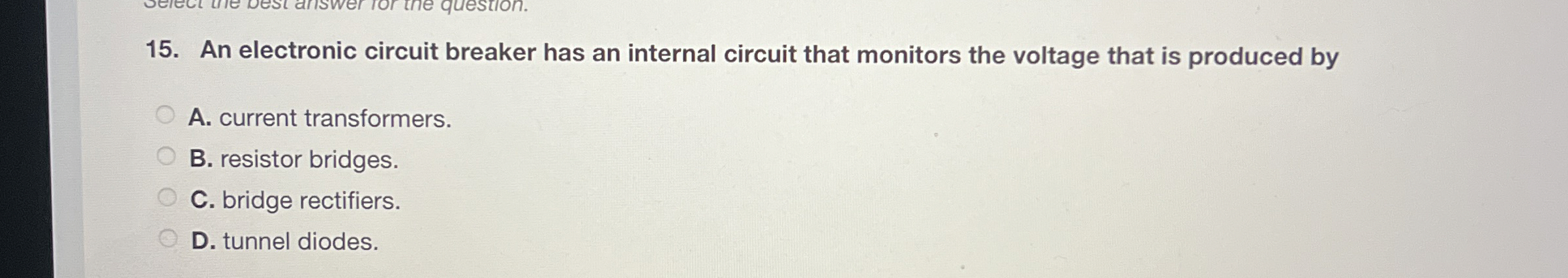 An electronic circuit breaker has an internal
