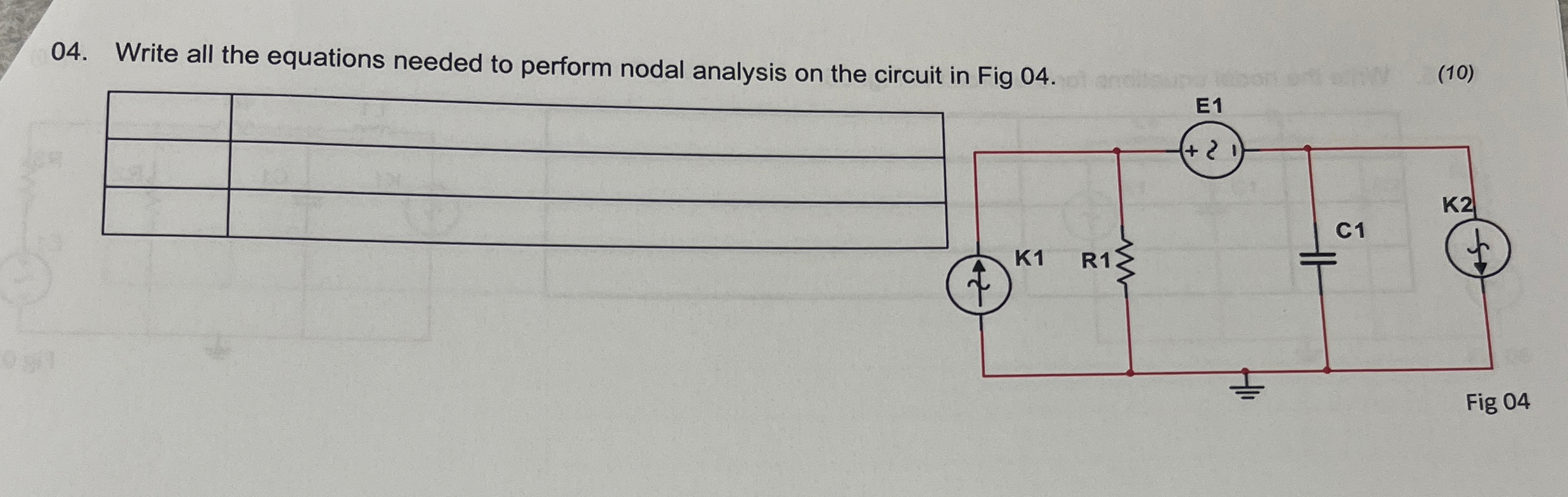 Write all the equations needed to perform nodal