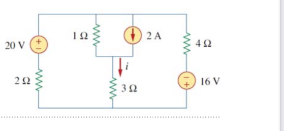 Apply the superposition principle to find i in