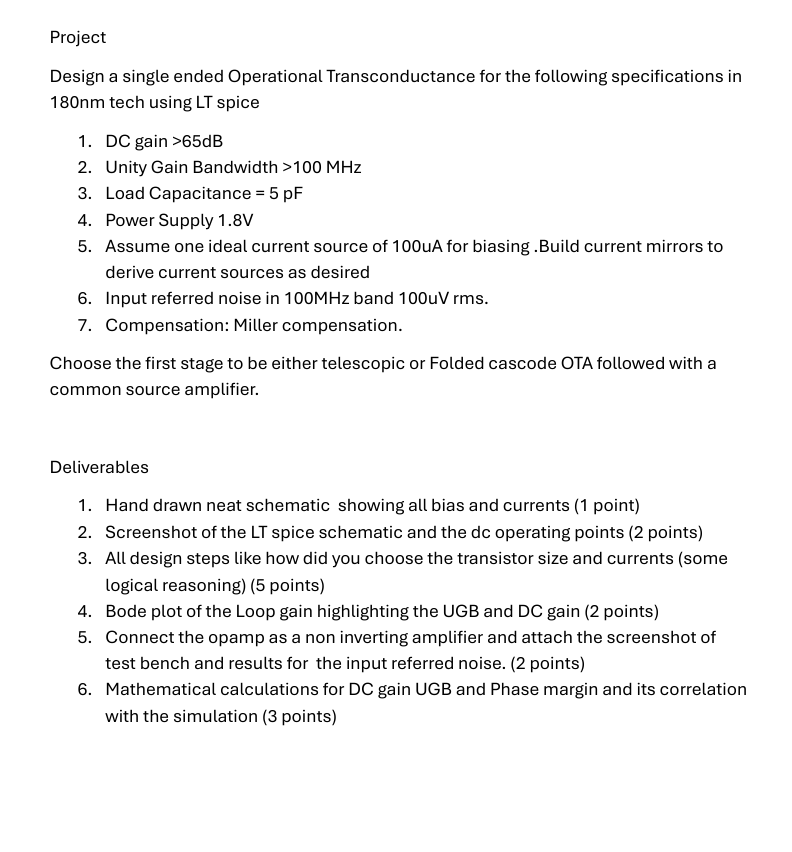 Project Design a single ended Operational