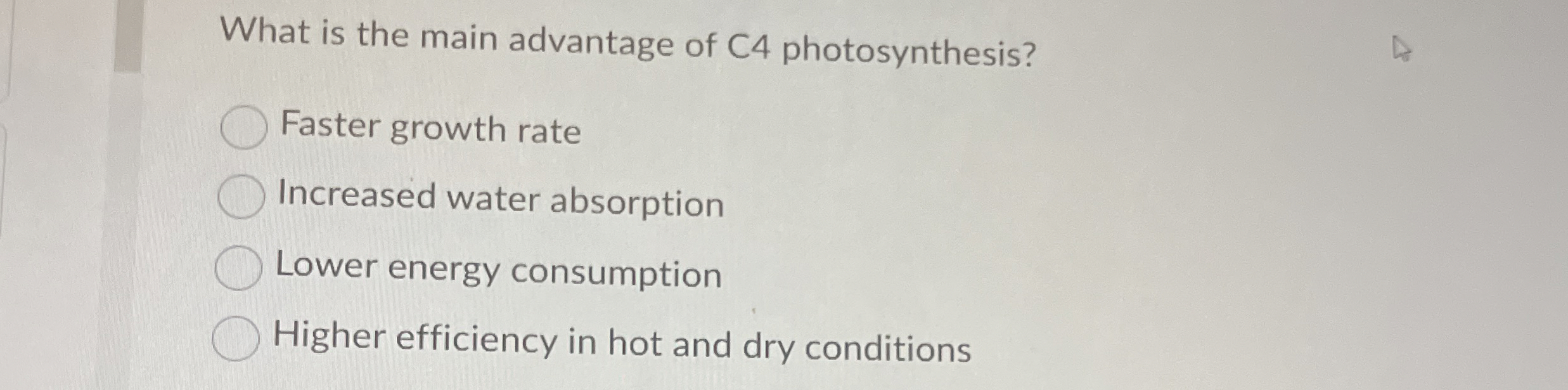 What is the main advantage of C 4 photosynthesis?