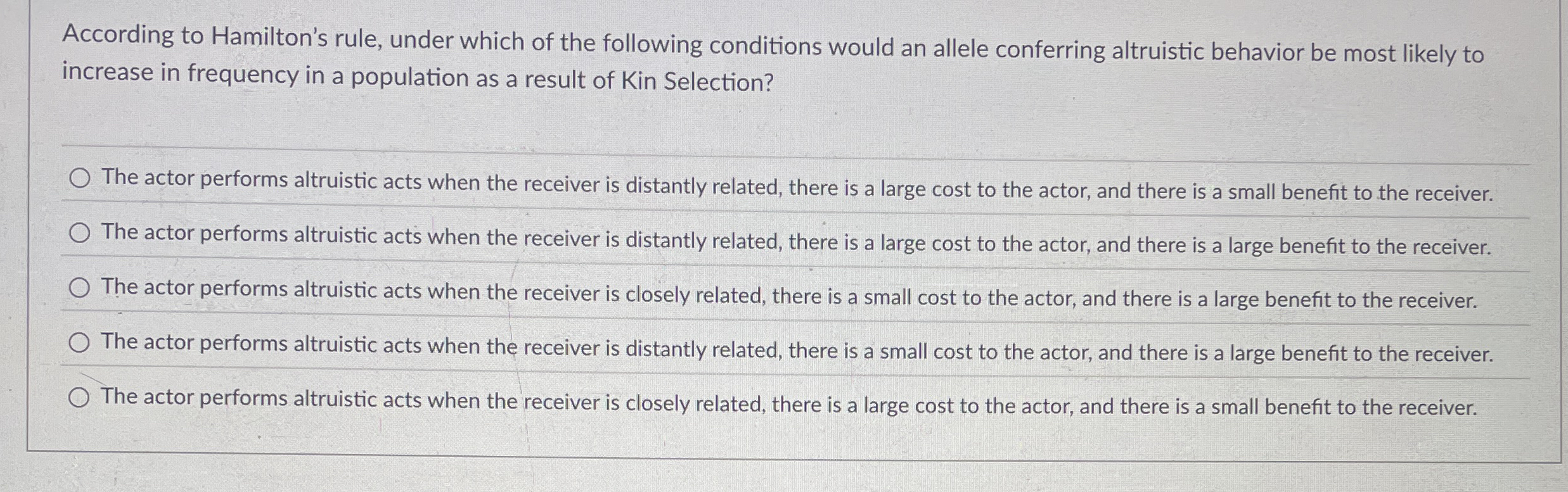 According to Hamilton's rule, under which of the