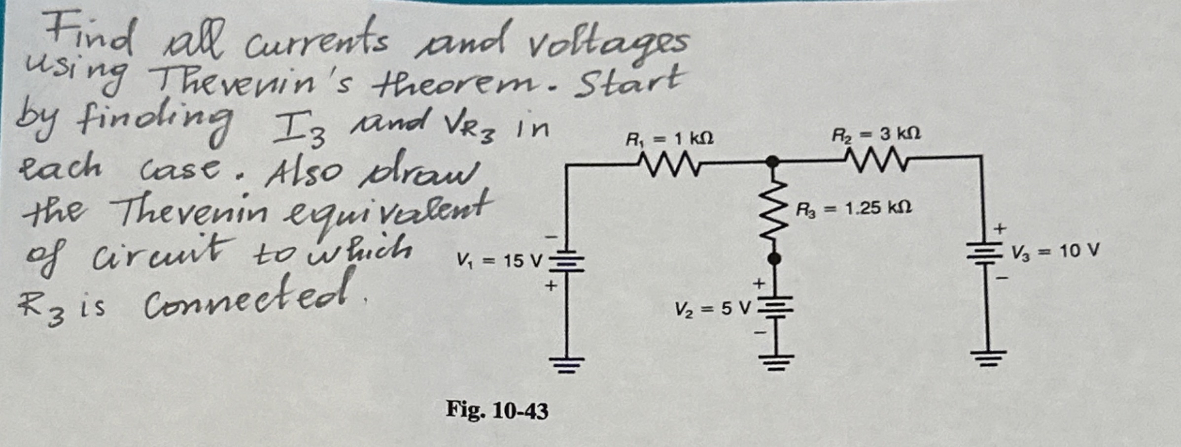 Find all currents and voltages using Thevevin's
