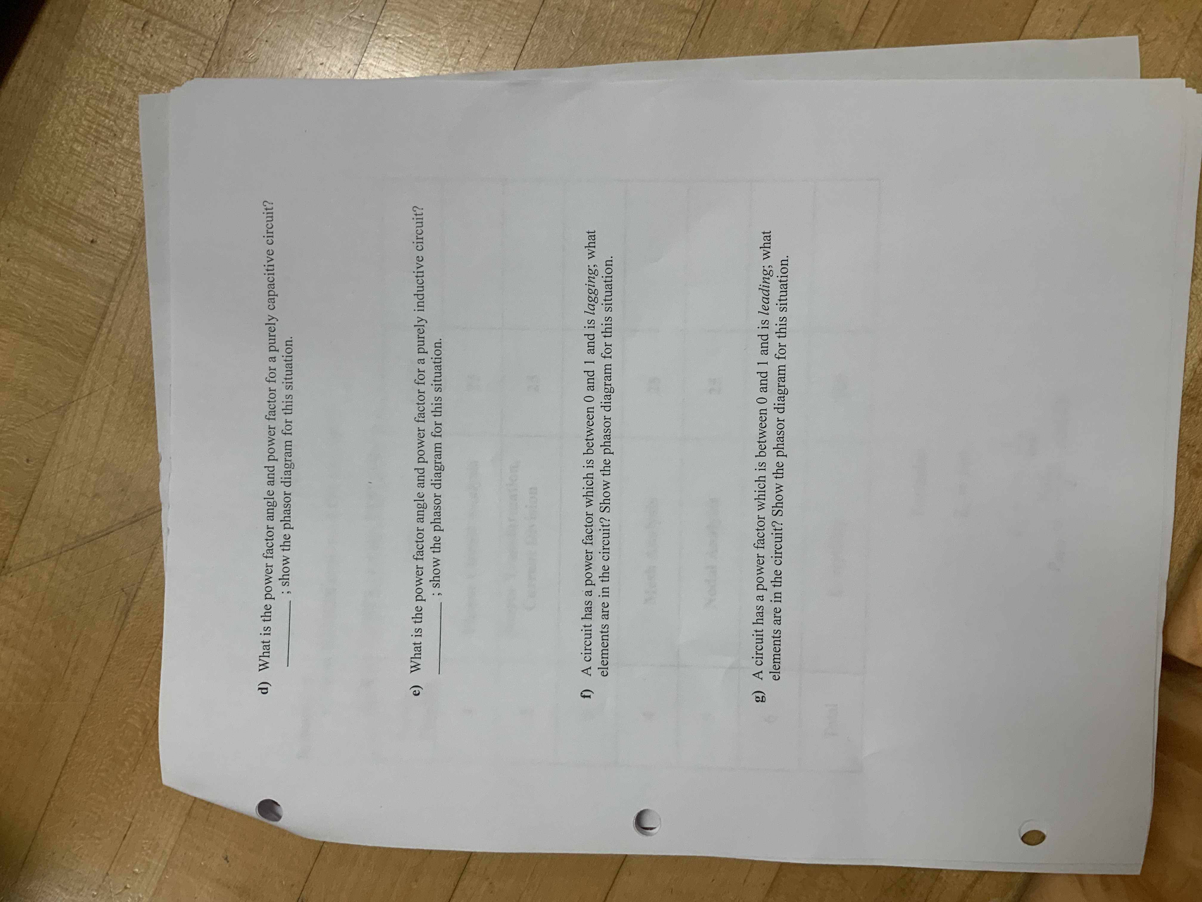 d ) What is the power factor angle and power