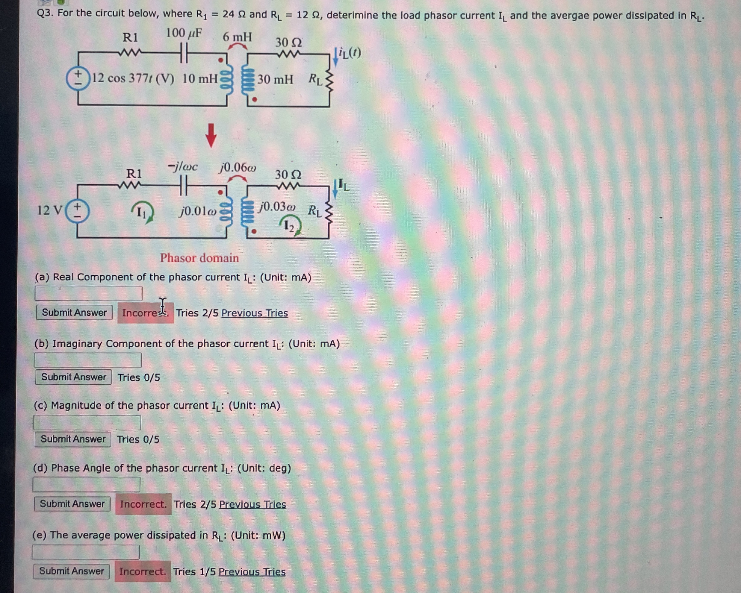 Q 3 . For the circuit below, where R 1 = 2 4 and