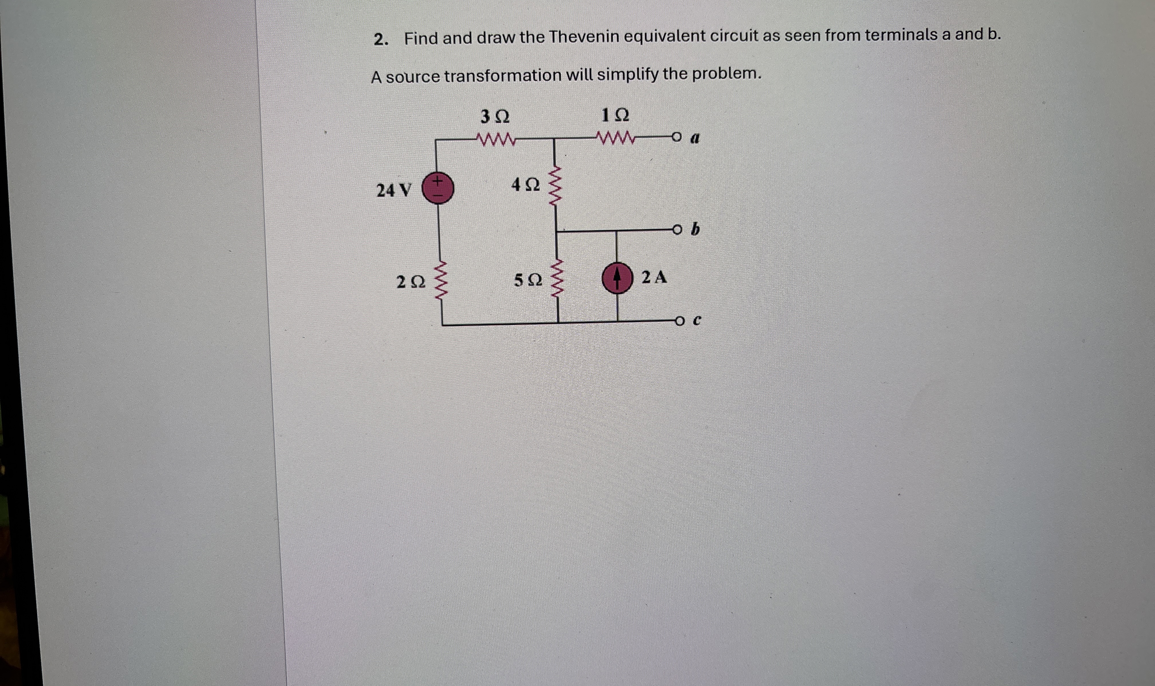 Find and draw the Thevenin equivalent circuit as