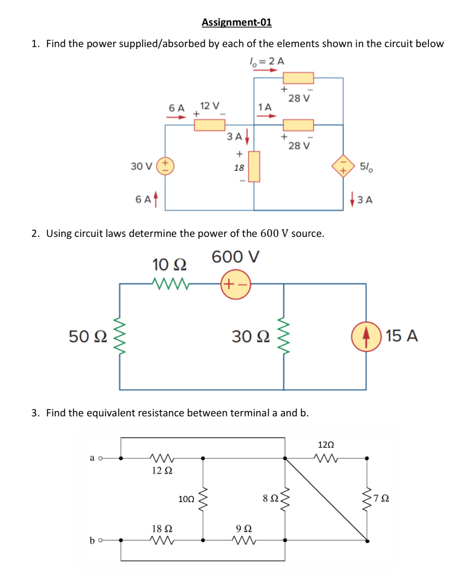 Assignment - 0 1 Find the power supplied /