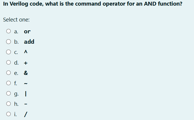In Verilog code, what is the command operator for