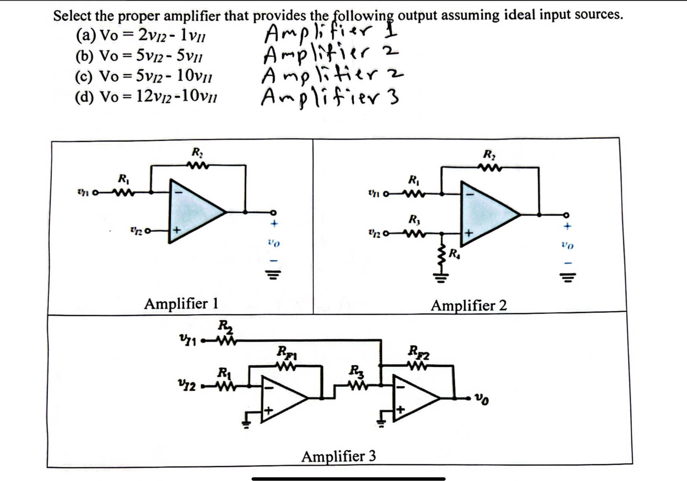 Select the proper amplifier that provides the