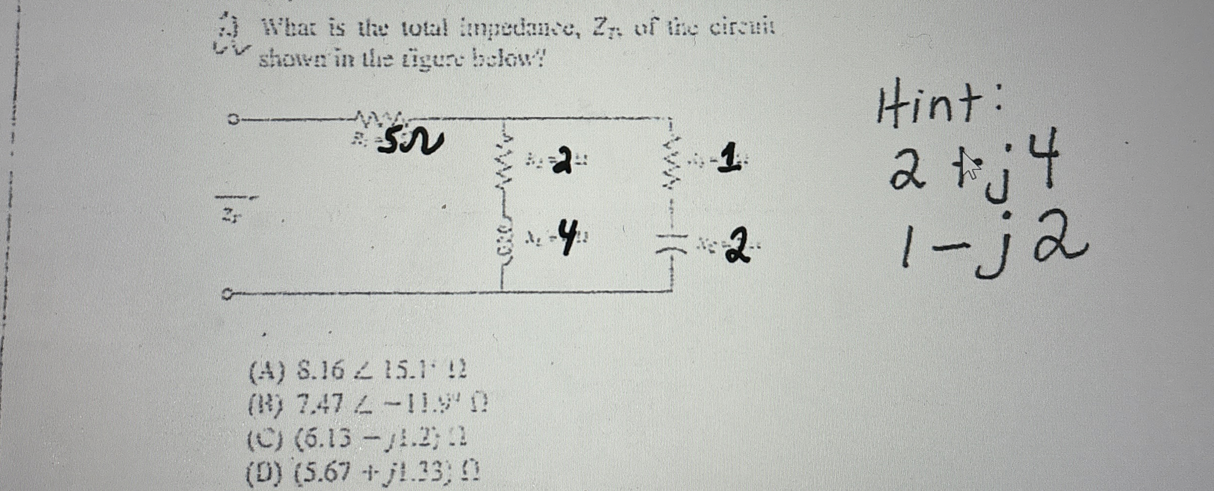What is the lotal impetame, Z 7 , un the cirviti