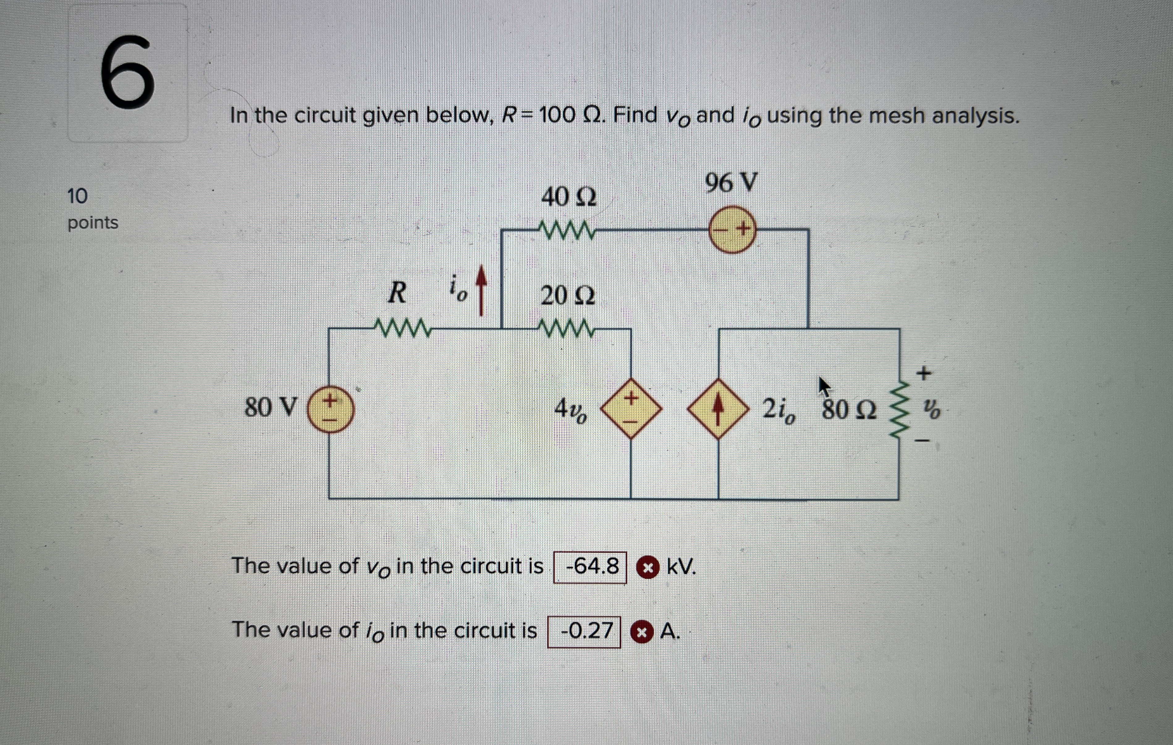 In the circuit given below, R = 1 0 0 . Find v O