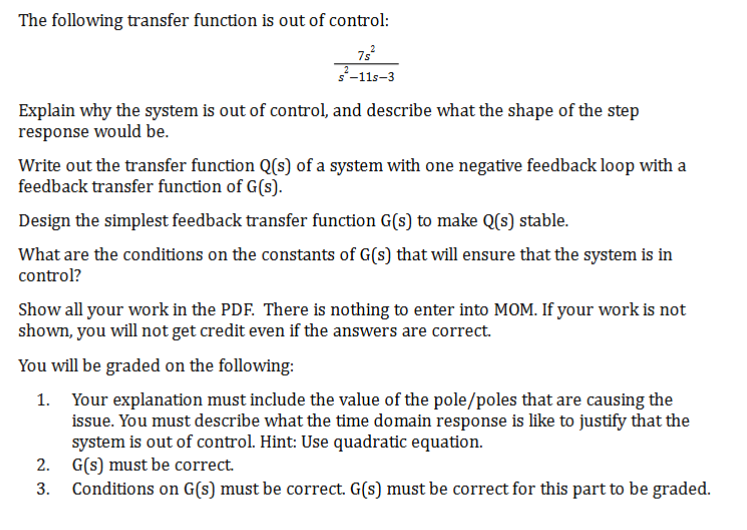 The following transfer function is out of