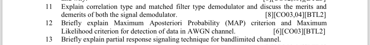 1 1 Explain correlation type and matched filter