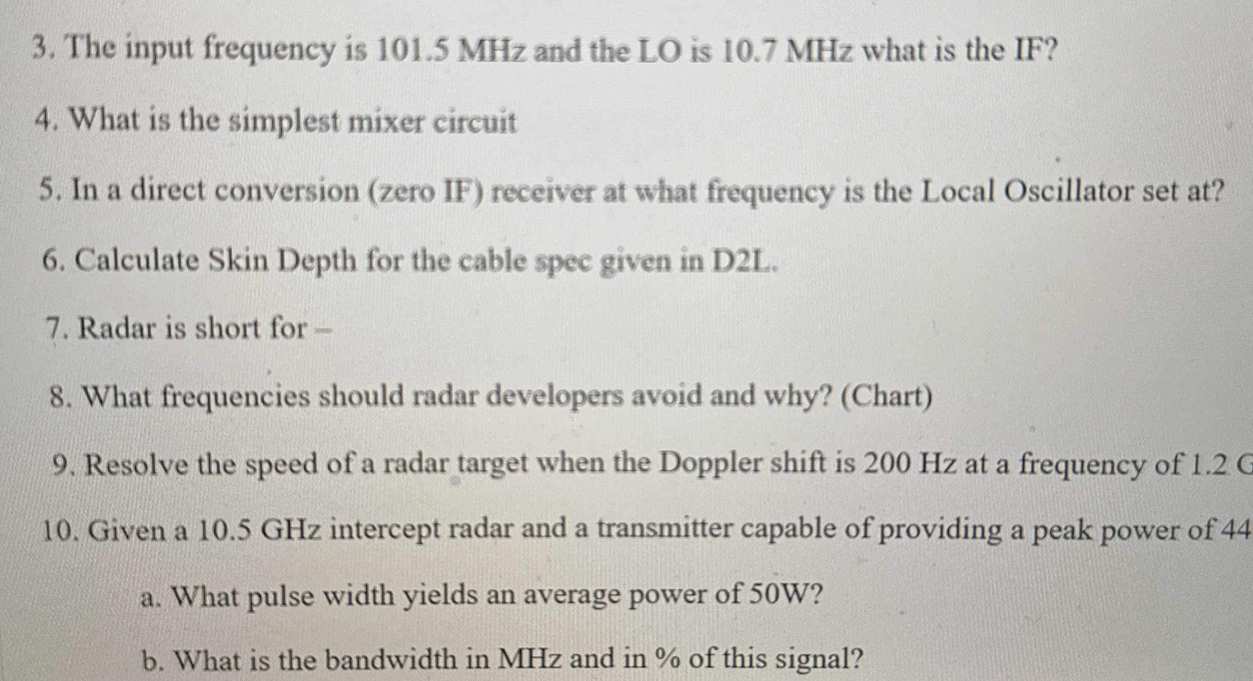 The input frequency is 1 0 1 . 5 MHz and the LO