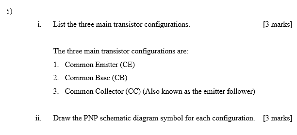 i . List the three main transistor