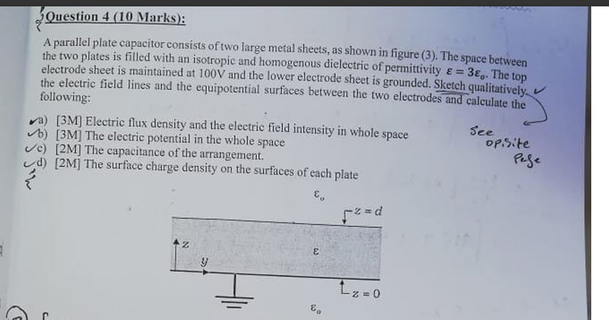 Question 4 ( 1 0 Marks ) : A parallel plate