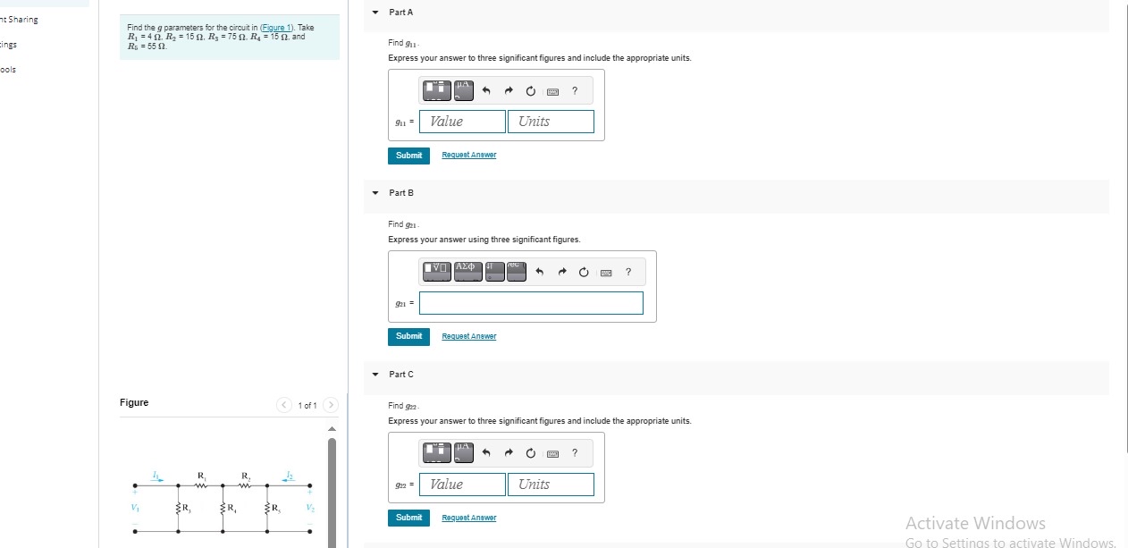 Find the g parameters for the circuit in ( Figure