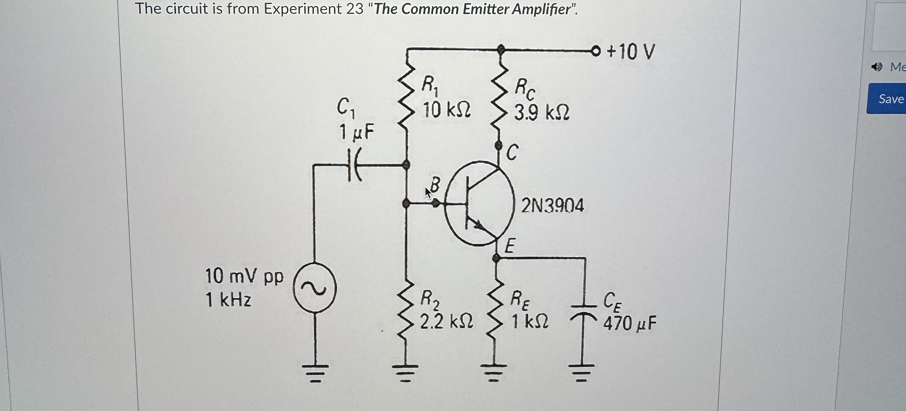 The circuit is from Experiment 2 3 "The Common