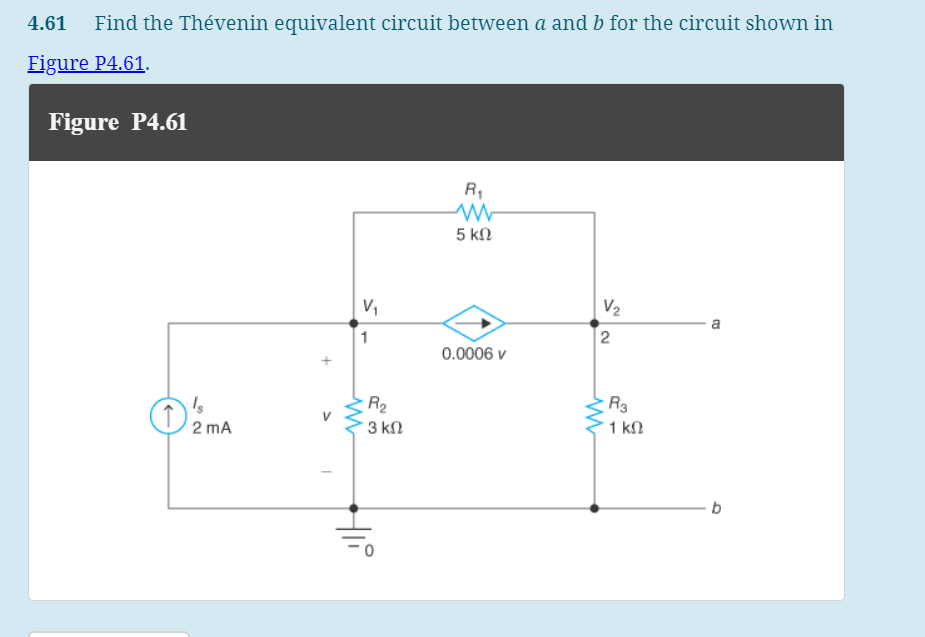 4 . 6 1 Find the Th venin equivalent circuit