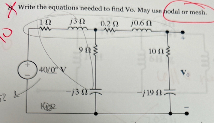 Write the equations needed to find Vo . use hodal
