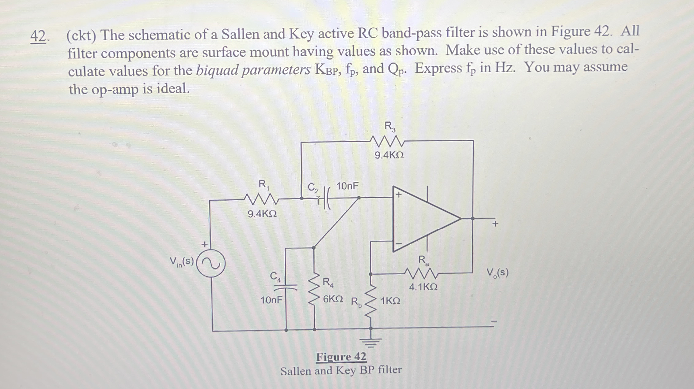 ( ckt ) The schematic of a Sallen and Key active