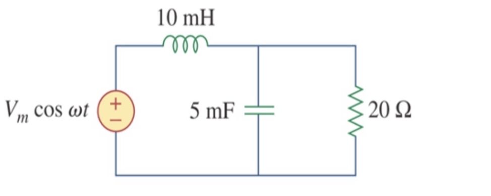 Find the resonance frequency ( Wo ) for the shown