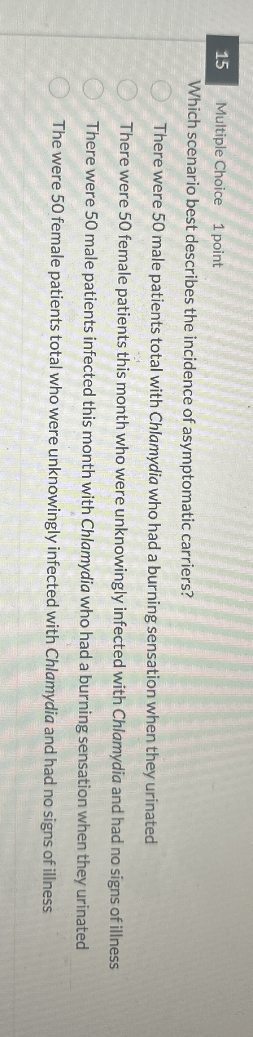 1 5 Multiple Choice 1 point Which scenario best