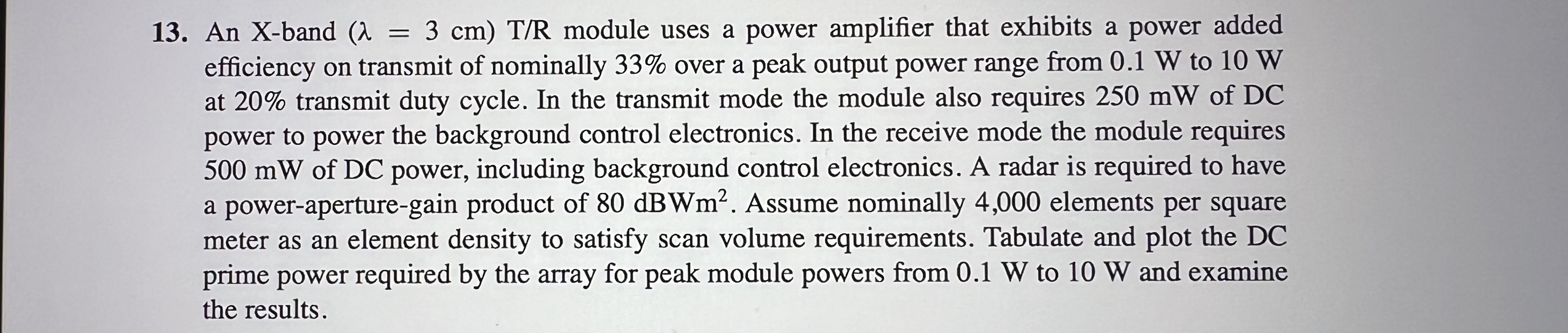 Please just solve for when the peak power is 1 W