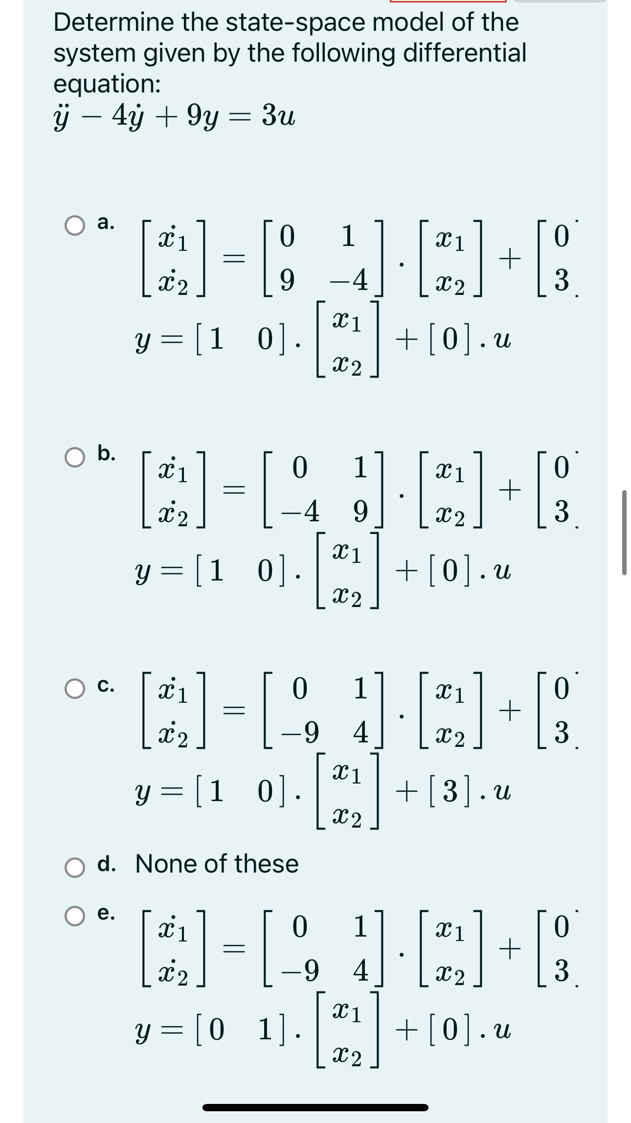 Determine the state - space model of the system