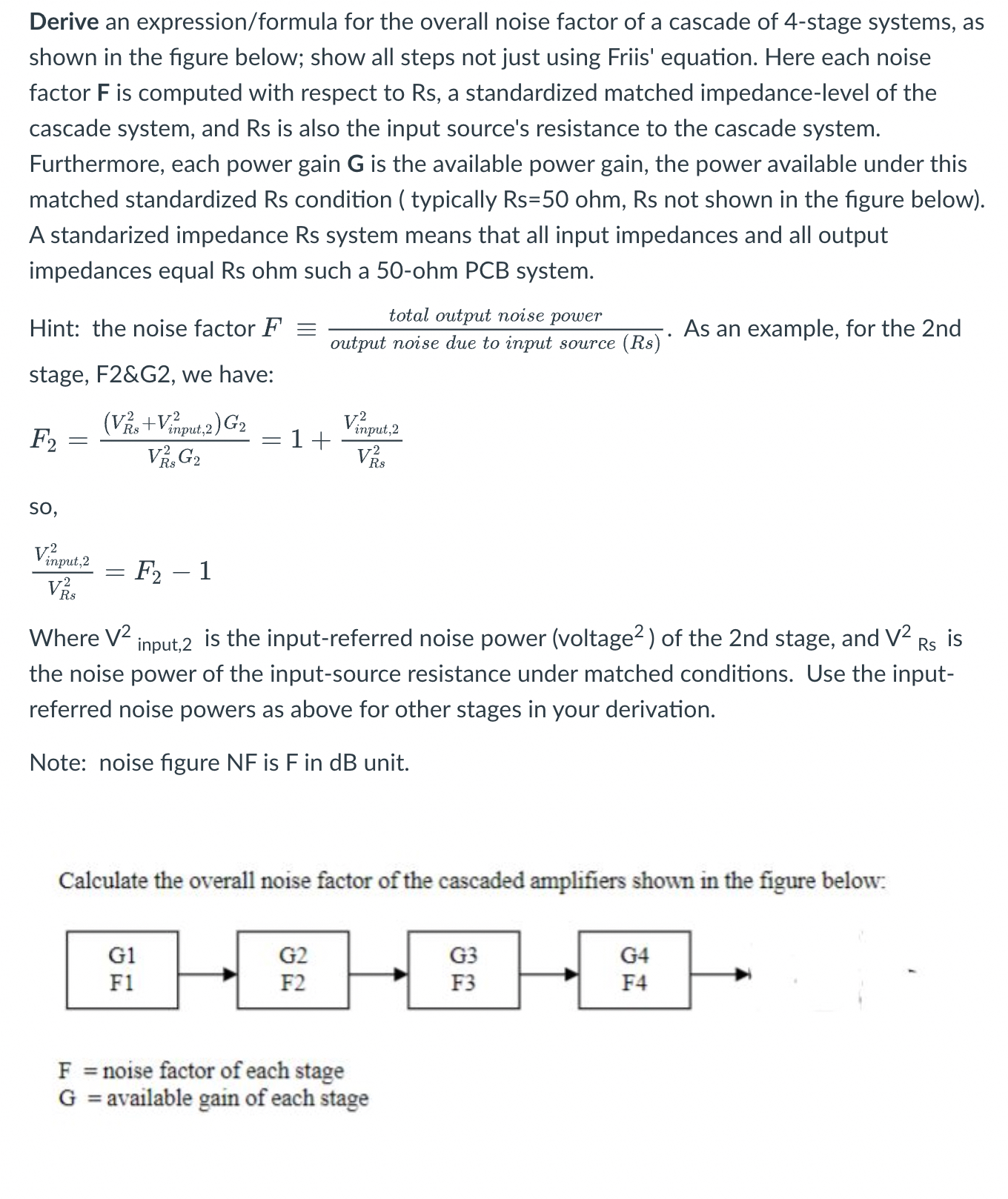 Derive an expression / formula for the overall