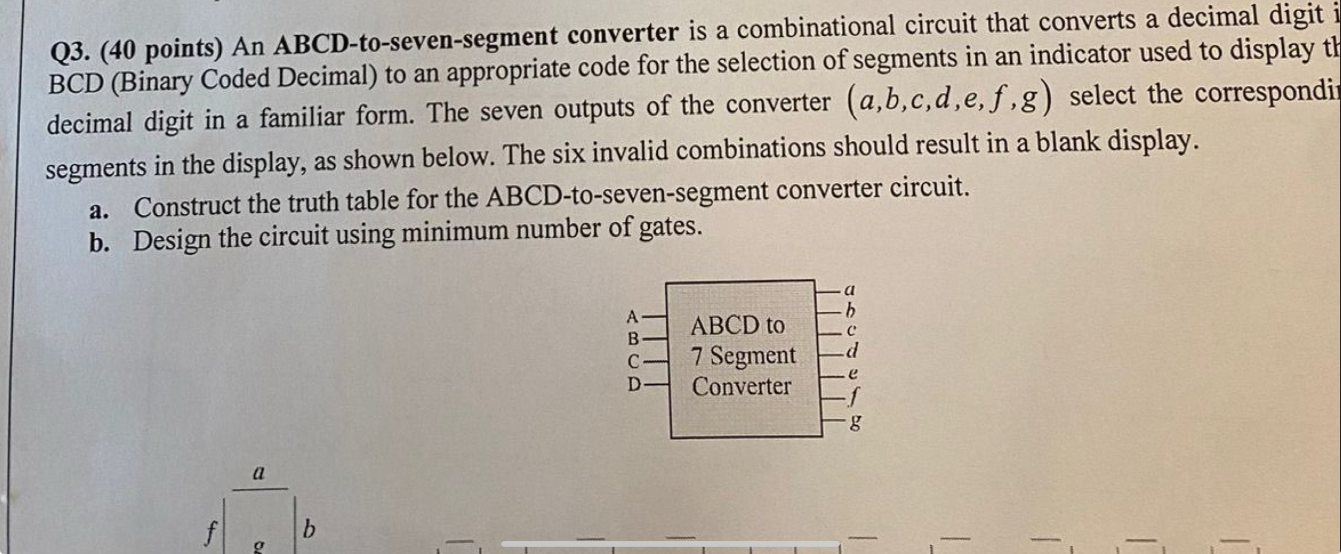 Q 3 . ( 4 0 points ) An ABCD - to - seven -