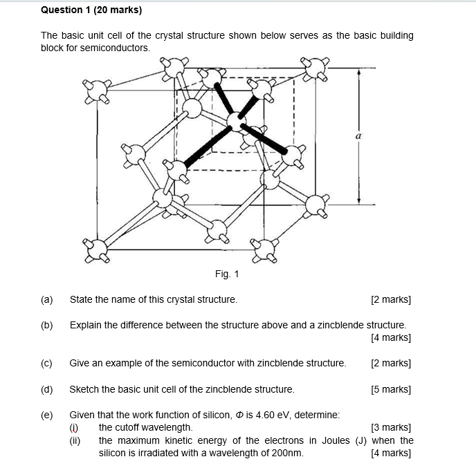 Question 1 ( 2 0 marks ) The basic unit cell of