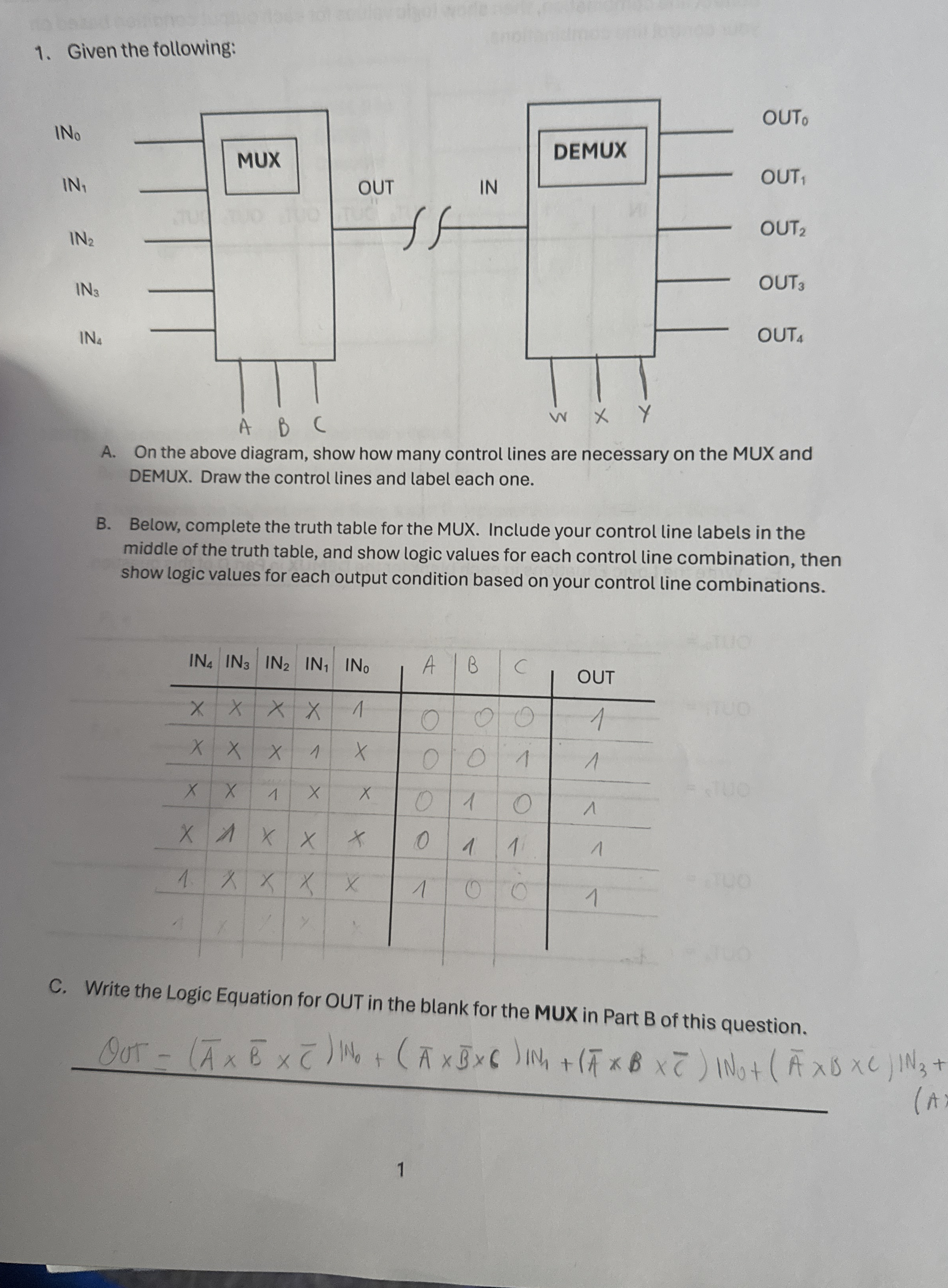 Given the following: A . On the above diagram,