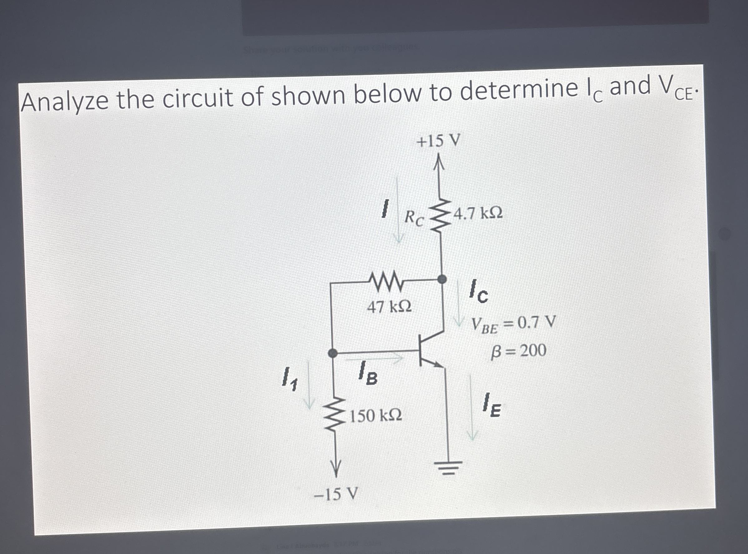 Analyze the circuit of shown below to determine I
