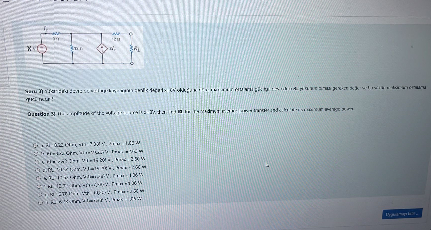 Soru 3 ) Yukar daki devre de voltage kayna n n