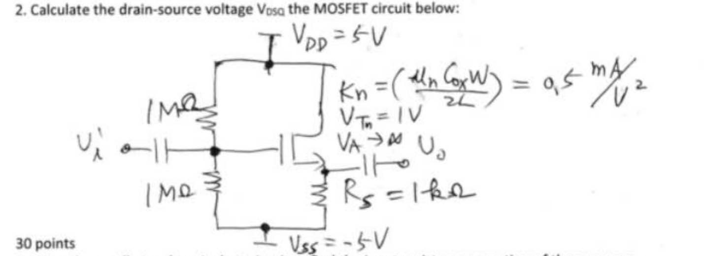 Calculate the drain - source voltage V _ DSQ the
