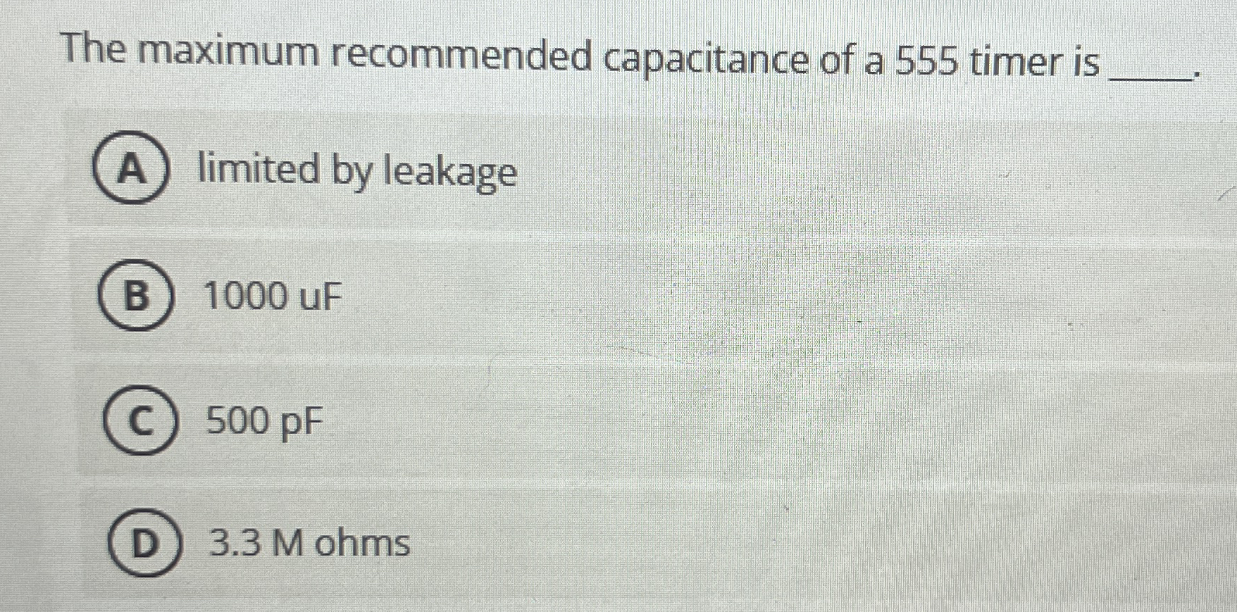 The maximum recommended capacitance of a 5 5 5