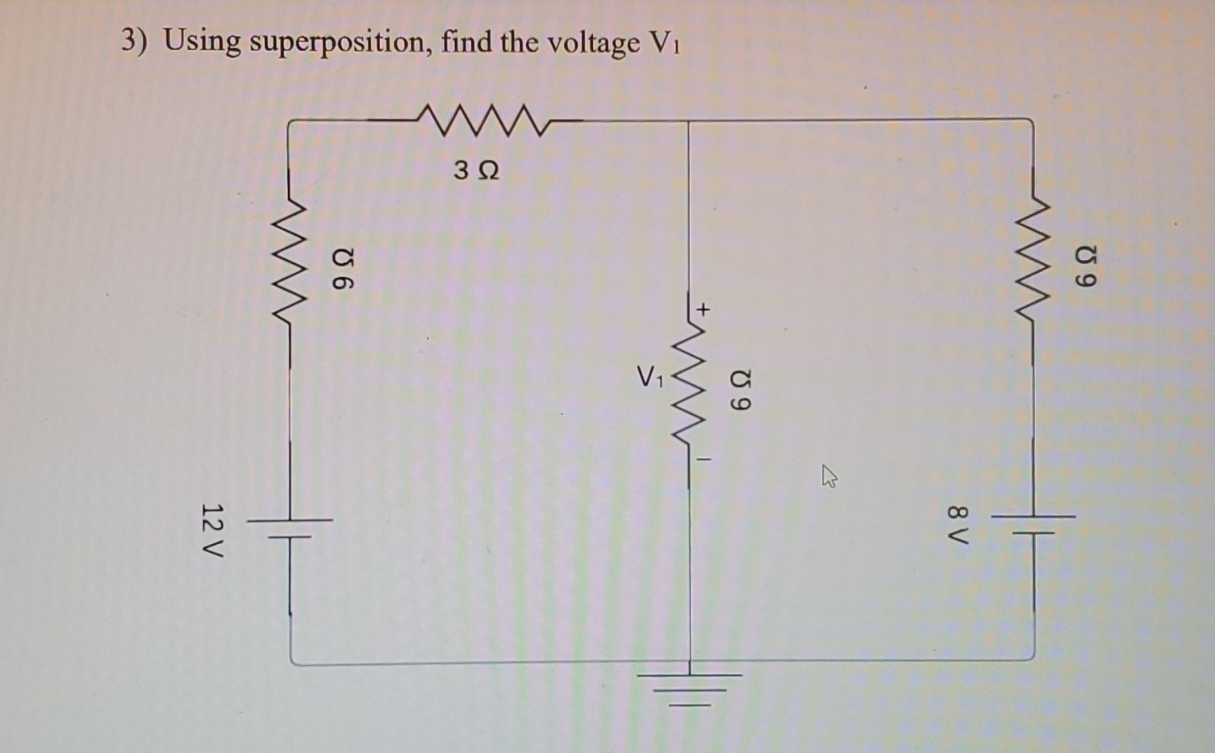 Using superposition, find the voltage V 1 show