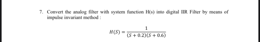Convert the analog filter with system function H