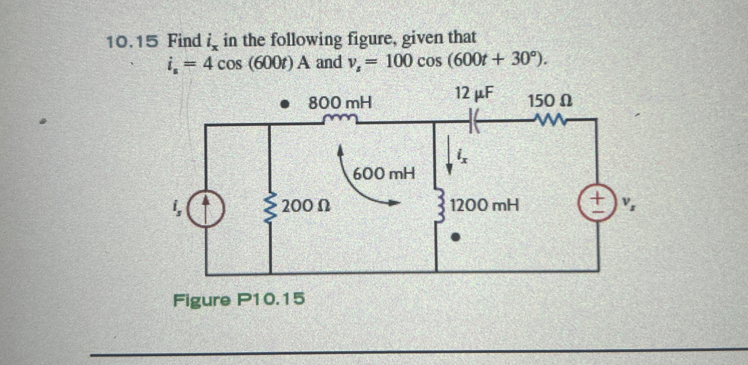 1 0 . 1 5 Find i x in the following figure, given