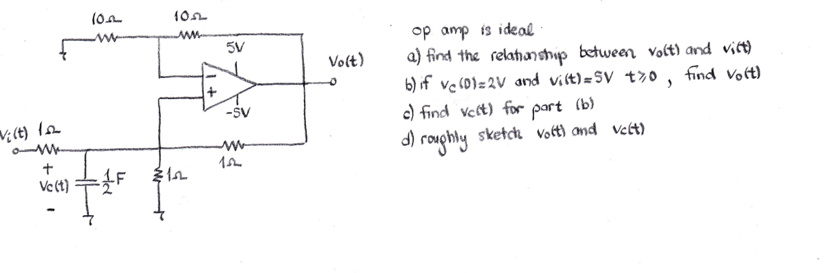 op . amp is ideal a ) find the relationstup
