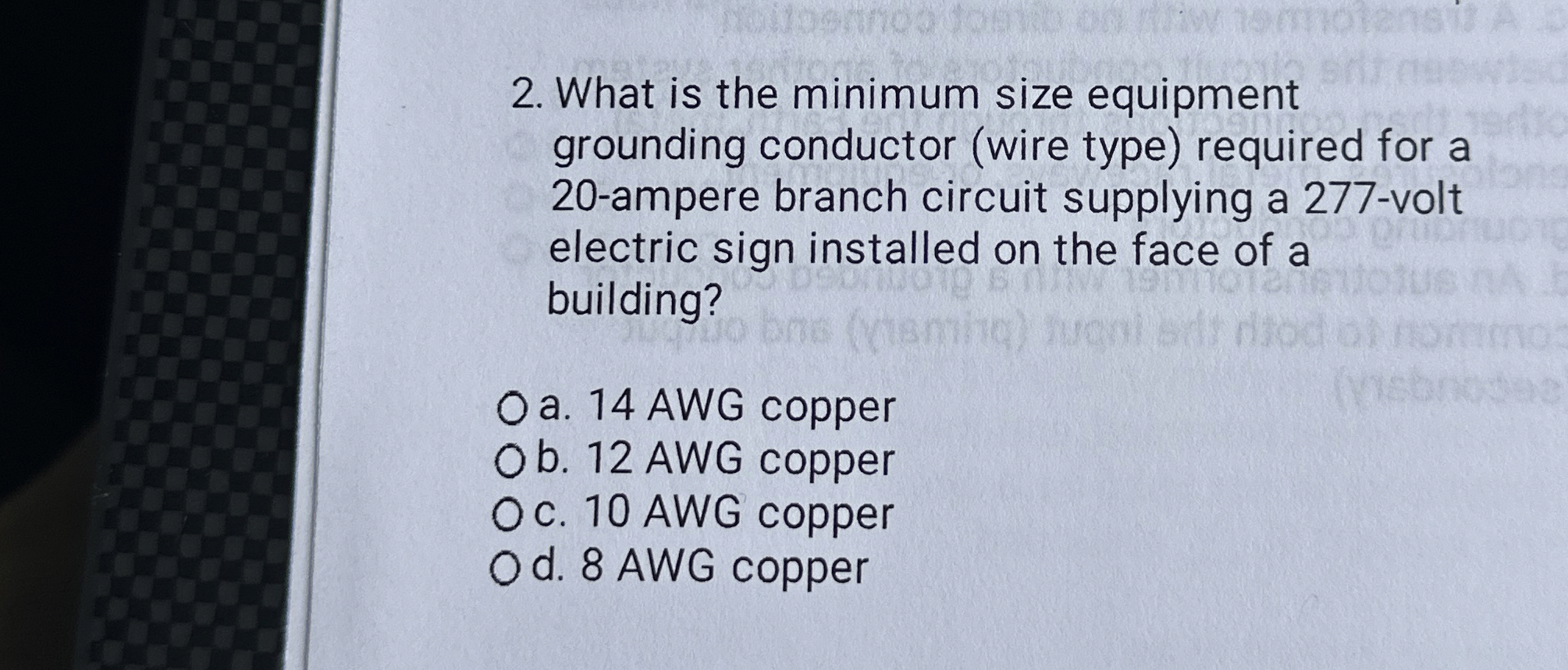 What is the minimum size equipment grounding
