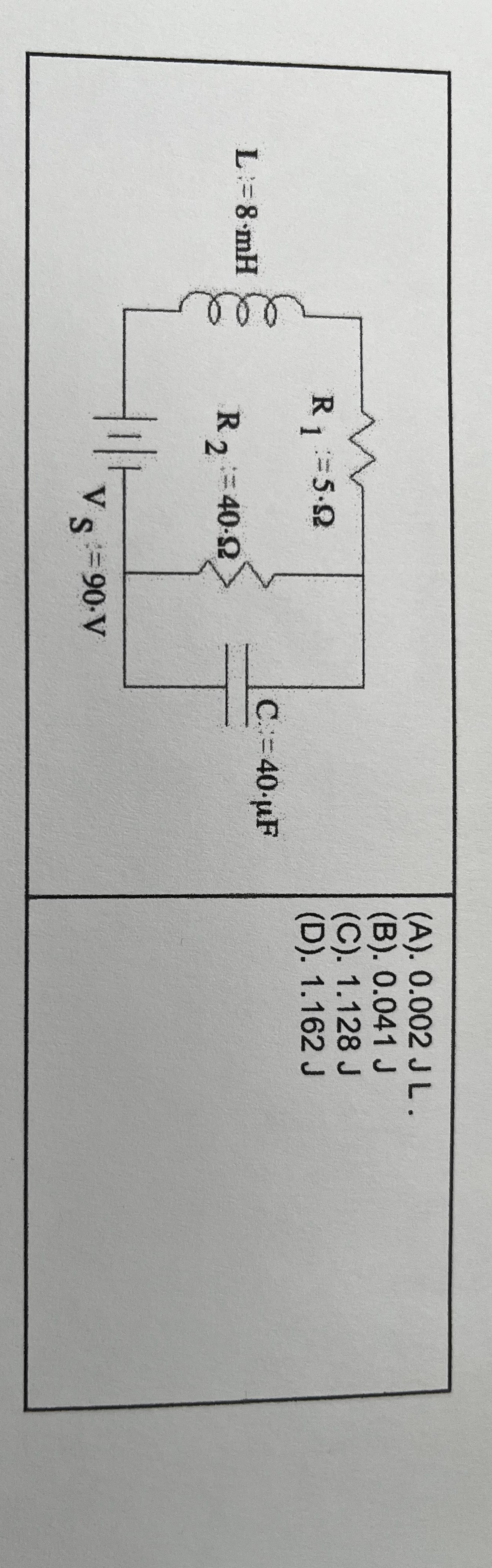 The energy stored in the capacitor is:
