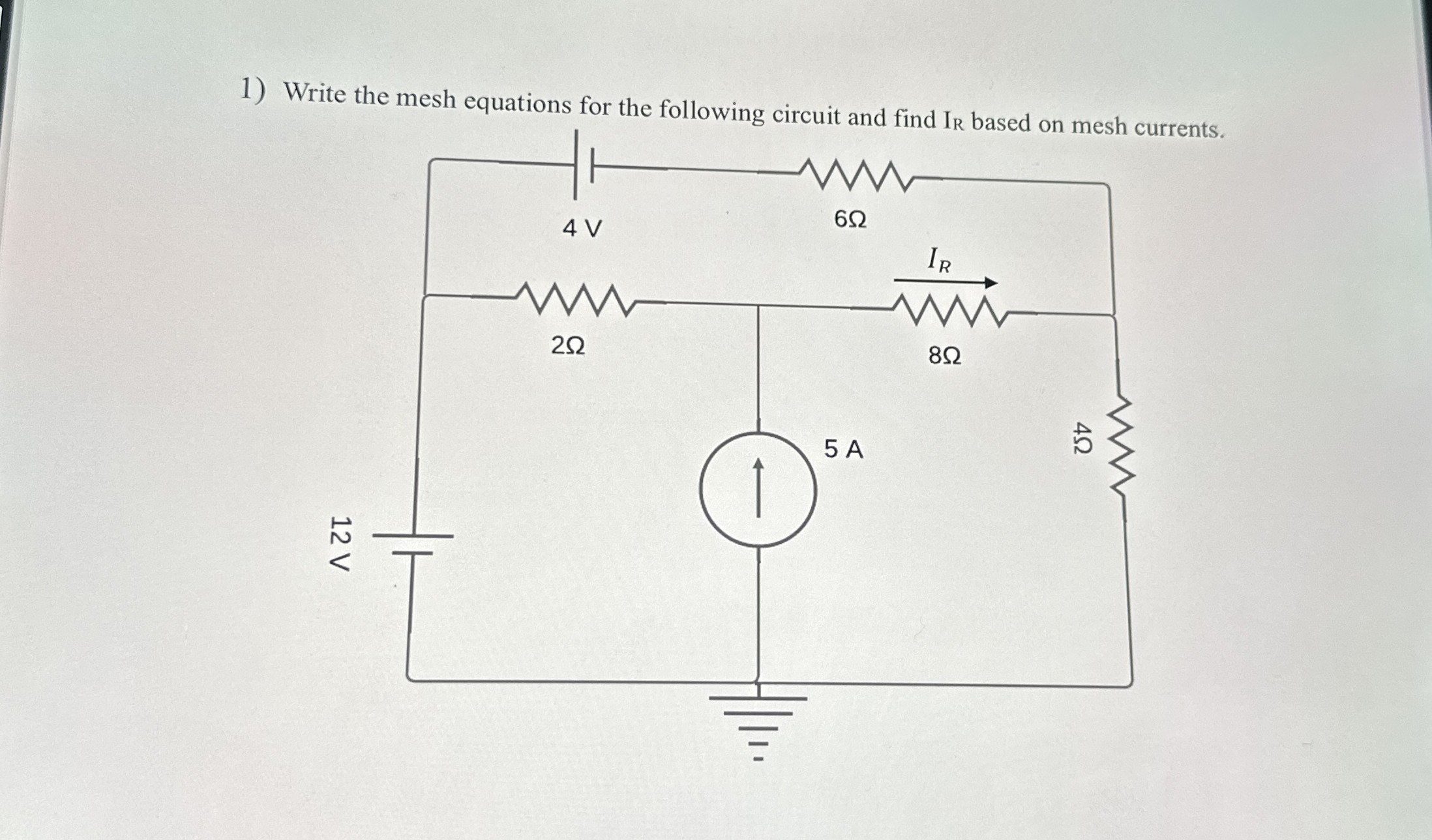 Write the mesh equations for the following