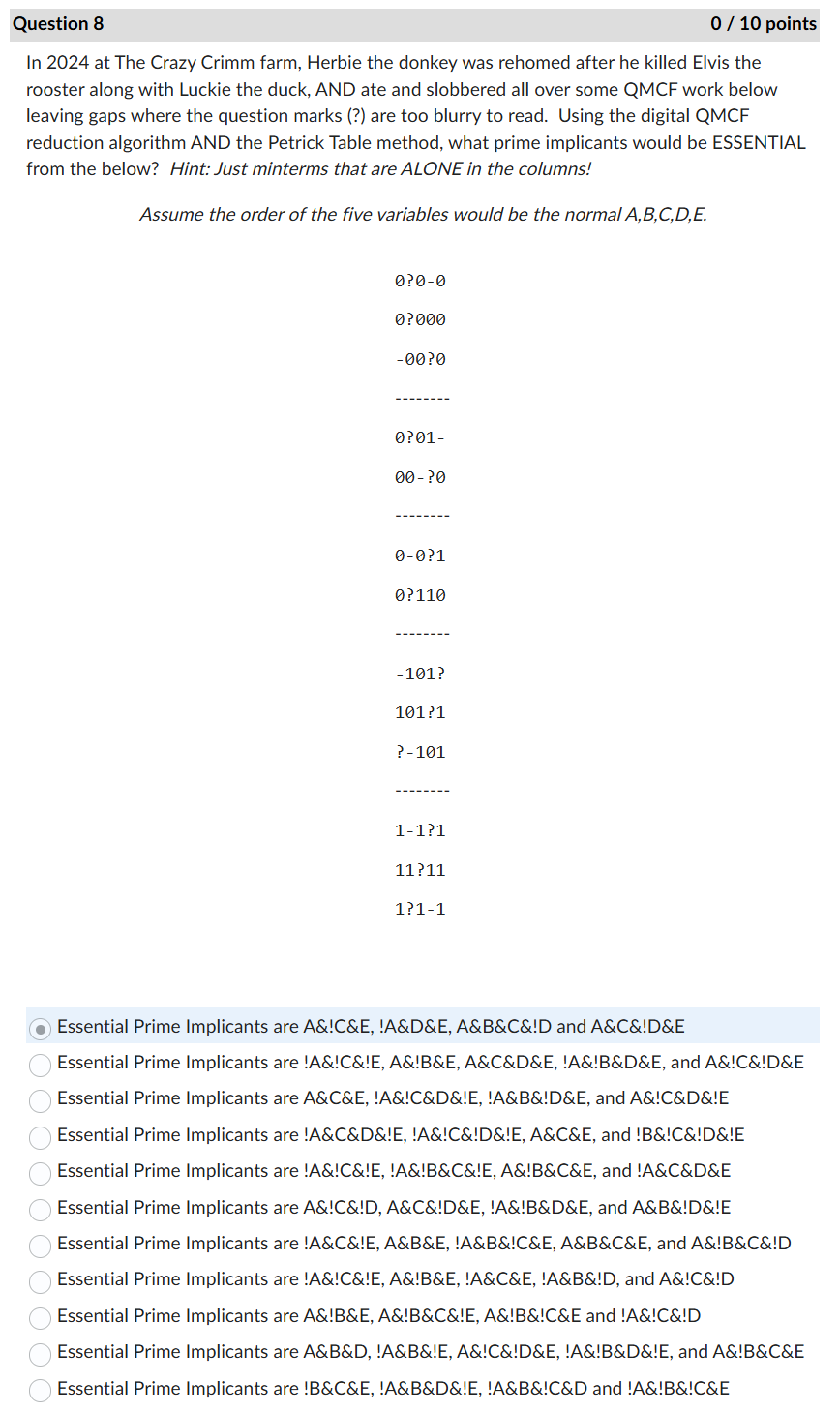 In 2 0 2 4 at The Crazy Crimm farm, Herbie the