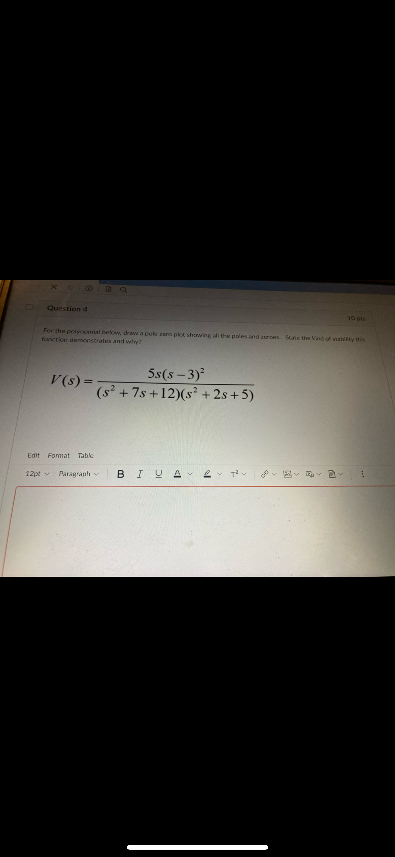 Question 4 1 0 pts For the polynomial below, draw